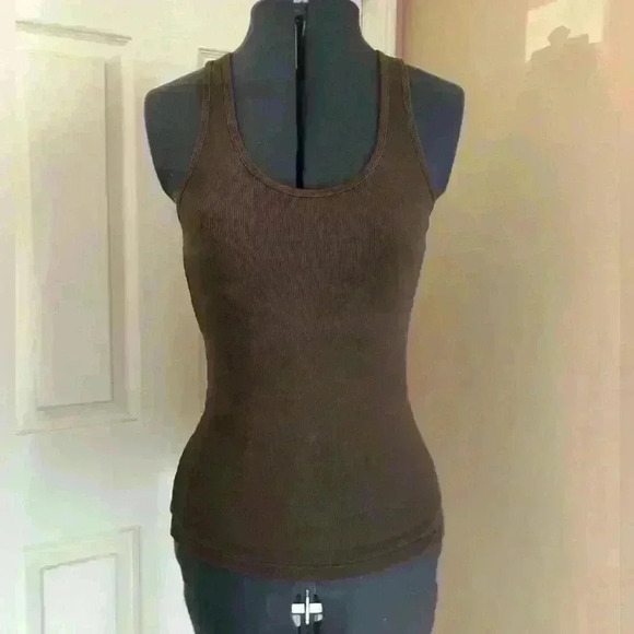 VTG 90s Y2K VS TeeShop dark brown tanktop stretches size medium - Picture 1 of 4